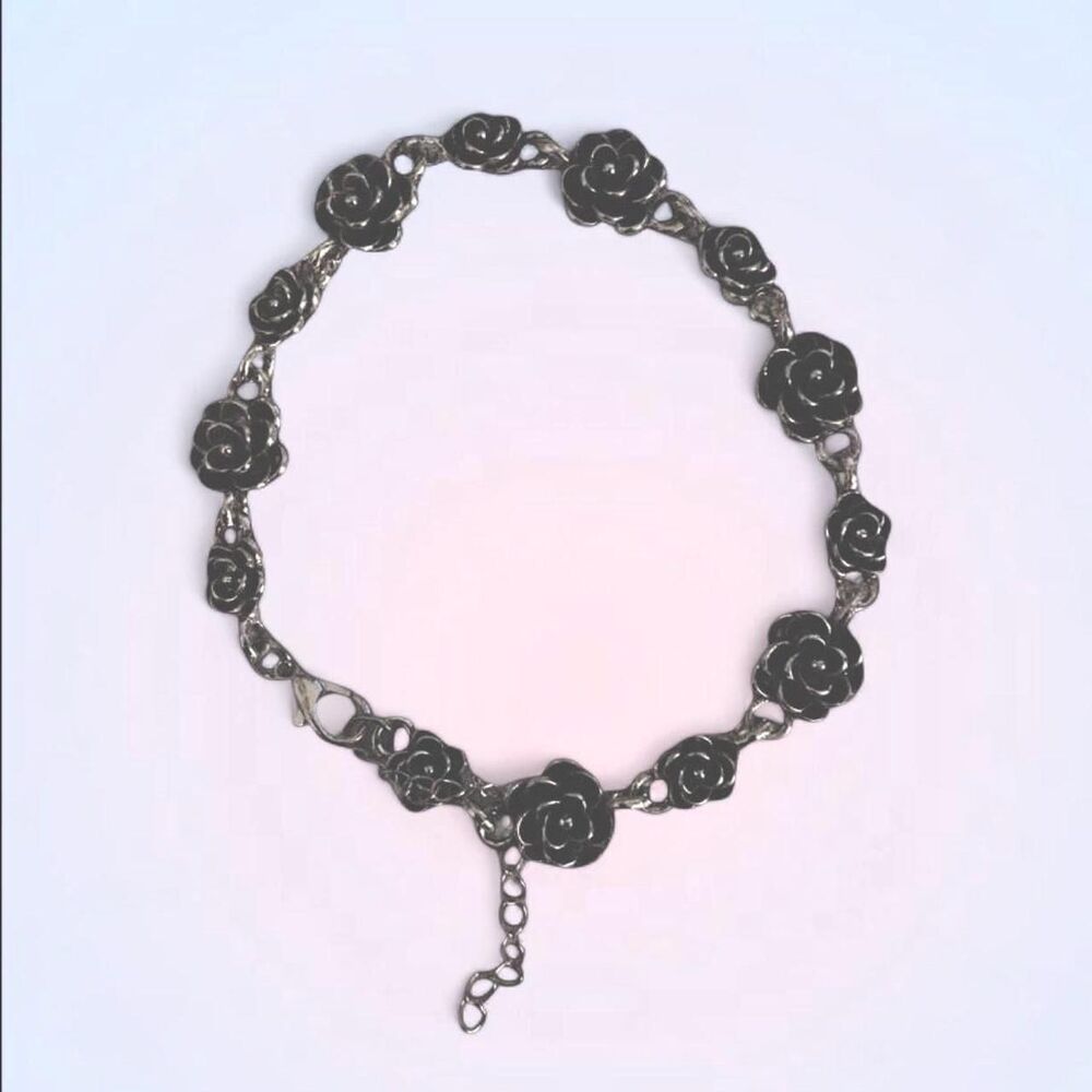 silver plated rose flower bracelet